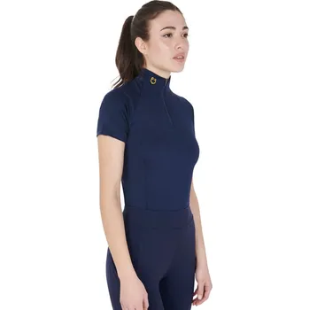 Dámské tričko Equestro Slim Fit modrá/žlutá L