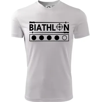 Biathlon terč a hůlky - Dětské triko sportovní (dresovina) - 146 cm/10 let ( Bílá )