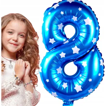 Balónek FÓLIOVÝ BALÓNEK ČÍSLICE 8 MODRÝ NAROZENINY 80 cm