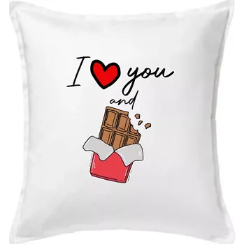 Polštář I love you and chocolate - Polštář 50x50 - 50x50 - Včetně výplně ( Bílá )