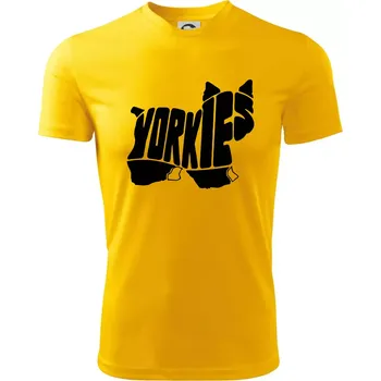 Jorkšírský teriér - Yorkie - Nápis v těle - Dětské triko sportovní (dresovina) - 146 cm/10 let ( Žlutá )