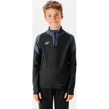 Dámská mikina KIPSTA Dětská fotbalová mikina se zipem u krku Viralto Club 5-6 LET ČERNÁ|ŠEDÁ