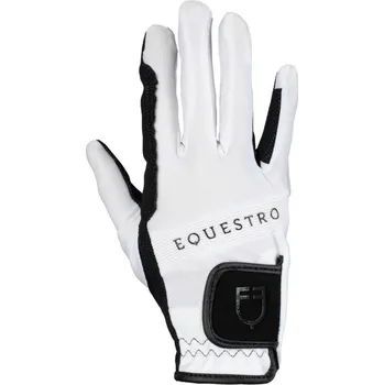 Vybavení pro jezdce Jezdecké rukavice Equestro Logo Bílá/černá 6