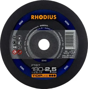 Řezný kotouč Rhodius 202403 | Řezný kotouč 180x2,5x22,23 mm, FT67, rovný