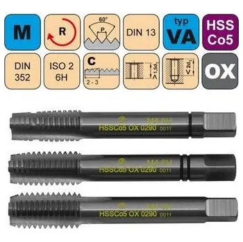 Ruční nářadí NÁSTROJE CZ Závitník sadový M10X1 SADA ISO2 HSSCo5 OX DIN 352 - CZZ0290-M10X1-SD-ISO2