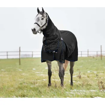 Deka pro koně Nepromokavá výběhová deka pro koně Horze Avalanche 1200D s krkem 350g Černá 115