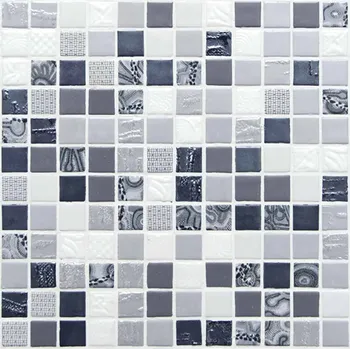 Obklad EBS Galaxy mozaika 31,6x31,6 Orión - Skleněná, Bílá/Šedá, Lesk (Mrazuvzdorná)