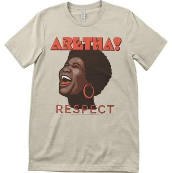 Pánská móda Aretha Franklin Tričko Respect Unisex Khaki XL