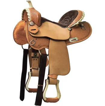 Jezdecké sedlo Westernové sedlo DENVER ARABIAN ROUND SKIRT WITH COLORED SEAT hnědá 16"