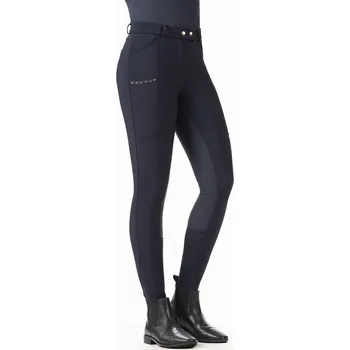 Jezdecké kalhoty Zimní dámské jezdecké rajtky HKM Rosegold Glamour Winter Style - VÝPRODEJ Tm. modrá 46