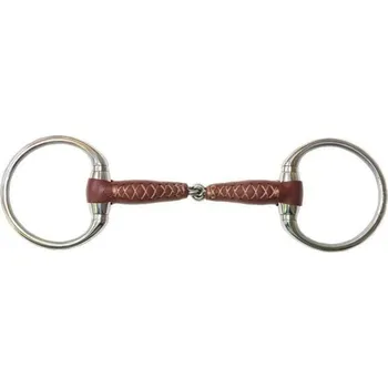 Udidlo pro koně Udidlo oliva s koženým udítkem METALAB PINCHELESS 20mm 13,5