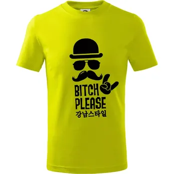 Chlapecké tričko Bitch please! Mustache - Tričko dětské bavlněné - 98 cm / 2 roky ( Limetková )