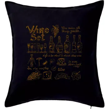 Polštář Víno vše pohromadě - Polštář 50x50 - 50x50 - Pouze potah ( Černá )