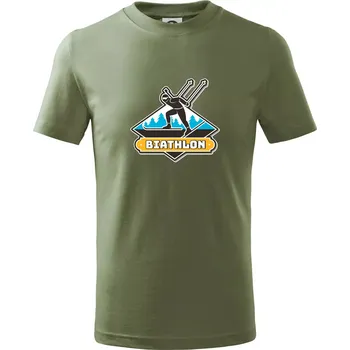 Chlapecké oblečení Biathlon logo - Tričko dětské bavlněné - 134 cm/8 let ( Khaki )