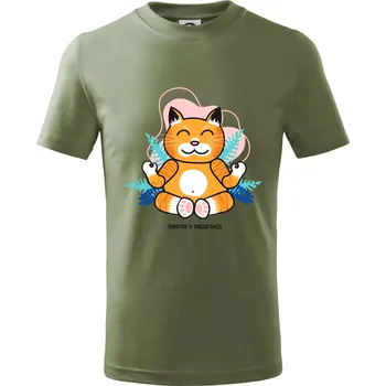 Kočka - mistr v meditaci (Pecka design) - Tričko dětské bavlněné - 98 cm / 2 roky ( Khaki )