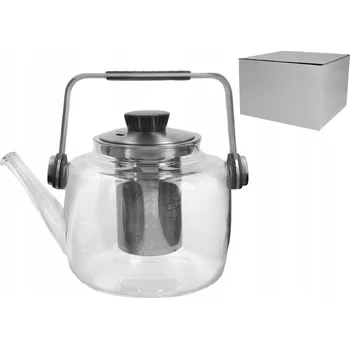 Konvice na čaj Skleněná konvička Hanipol 1,3 l bezbarvá, stříbrná