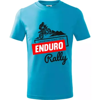 Enduro rally - Tričko dětské bavlněné - 98 cm / 2 roky ( Světlý tyrkys )