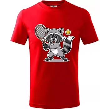 Chlapecké tričko Mýval hraje tenis kreslený - Tričko dětské bavlněné - 98 cm / 2 roky ( Červená )