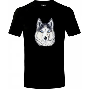 Husky hlava - kreslený - Tričko dětské bavlněné - 98 cm / 2 roky ( Černá )