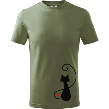 Zamilovaná kočka zpředu - Tričko dětské bavlněné - 98 cm / 2 roky ( Khaki )