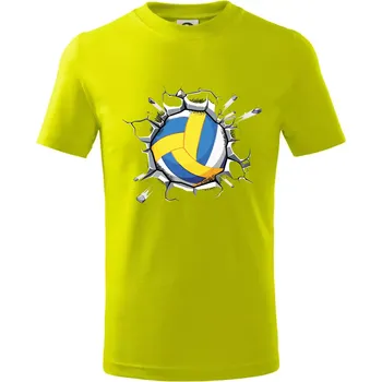 Volejbal míč v triku - Tričko dětské bavlněné - 98 cm / 2 roky ( Limetková )