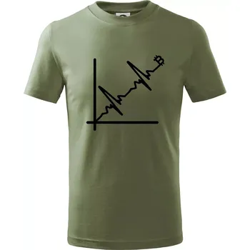 EKG graf bitcoin - Tričko dětské bavlněné - 134 cm/8 let ( Khaki )