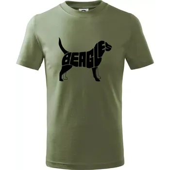 Chlapecké tričko Bígl - nápis v těle - Tričko dětské bavlněné - 104-110cm / 3-4 roky ( Khaki )