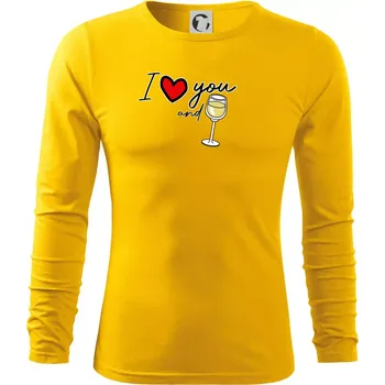 Pánské oblečení I love you and white wine - Triko s dlouhým rukávem FIT-T long sleeve - M ( Žlutá )