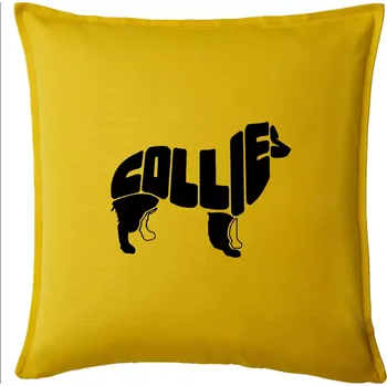 Polštář Border kolie písmo v těle - Polštář 50x50 - 50x50 - Pouze potah ( Žlutá )