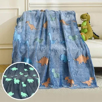 Dětská deka Mikroplyšová svítící deka 100x160 cm Dinosaurus