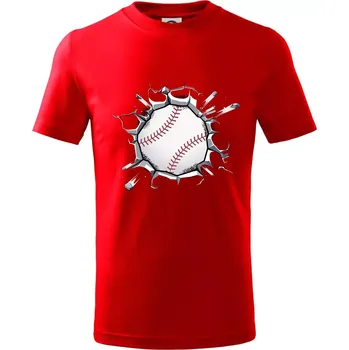 Baseball míč v triku - Tričko dětské bavlněné - 98 cm / 2 roky ( Červená )