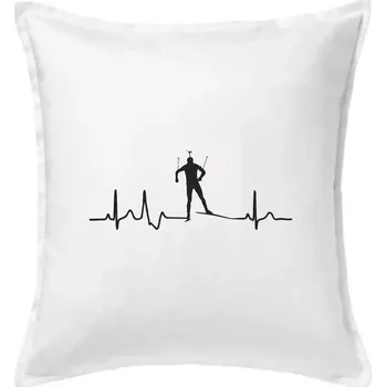 Polštář EKG biatlon - Polštář 50x50 - 50x50 - Včetně výplně ( Bílá )