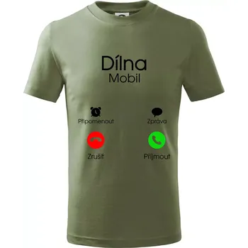 Dílna volá - Tričko dětské bavlněné - 98 cm / 2 roky ( Khaki )