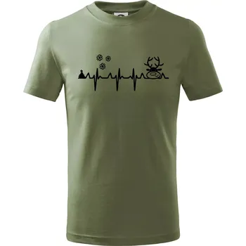 Chlapecké oblečení EKG Vánoce Vločky a sob - Tričko dětské bavlněné - 98 cm / 2 roky ( Khaki )