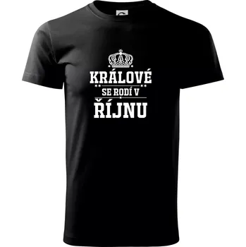 Pánské tričko Králové se rodí v řijnu - Triko extra velké (5-8XL) - 8XL ( Černá )