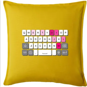 Polštář Klávesnice miluju tě - Polštář 50x50 - 50x50 - Pouze potah ( Žlutá )