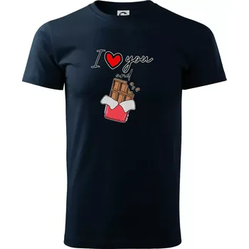 Pánské tričko I love you and chocolate - Triko extra velké (5-8XL) - 6XL ( Námořní modrá (velmi tmavá - téměř černá) )