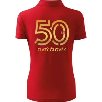 50 let zlatý člověk - Polokošile dámská Pique Polo - XS ( Červená )