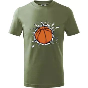 Chlapecké oblečení Basketbal míč v triku - Tričko dětské bavlněné - 98 cm / 2 roky ( Khaki )