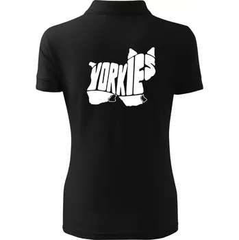 Jorkšírský teriér - Yorkie - Nápis v těle - Polokošile dámská Pique Polo - XS ( Černá )