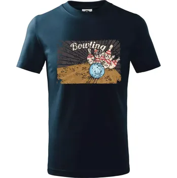 Bowling plakát - Tričko dětské bavlněné - 98 cm / 2 roky ( Námořní modrá (velmi tmavá - téměř černá) )