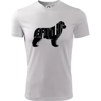 Novofundlandský pes - nápis v tělě - Dětské triko sportovní (dresovina) - 158 cm/12 let ( Bílá )