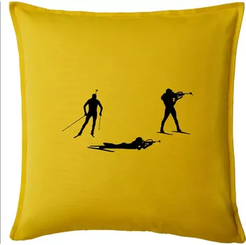 Polštář Biatlonistka závod - Polštář 50x50 - 50x50 - Pouze potah ( Žlutá )