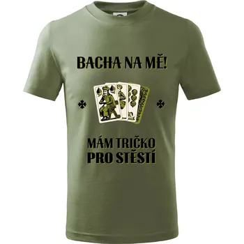 Chlapecké oblečení Tričko pro štěstí - Prší - Tričko dětské bavlněné - 98 cm / 2 roky ( Khaki )