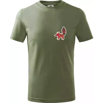 Chlapecké oblečení Folklor na prsu liška - Tričko dětské bavlněné - 98 cm / 2 roky ( Khaki )