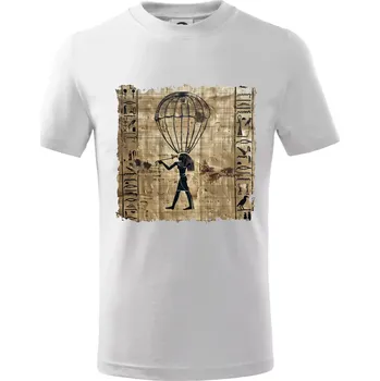 Chlapecké tričko Egyptské hieroglyfy parašutista - Tričko dětské bavlněné - 98 cm / 2 roky ( Bílá )