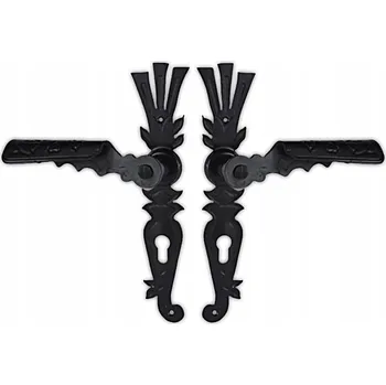 Dveřní kování OZDOBNÁ KLIKA KE DVEŘÍM KOVANÁ ČERNÁ PRO VLOŽKU 90MM, TRN 8MM