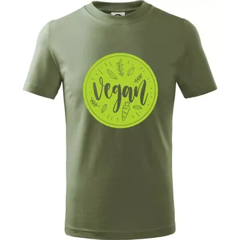 Vegan zelenina v kruhu - Tričko dětské bavlněné - 98 cm / 2 roky ( Khaki )