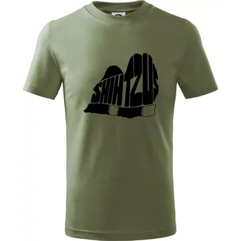 Shih-tzu - nápis v těle - Tričko dětské bavlněné - 146 cm/10 let ( Khaki )