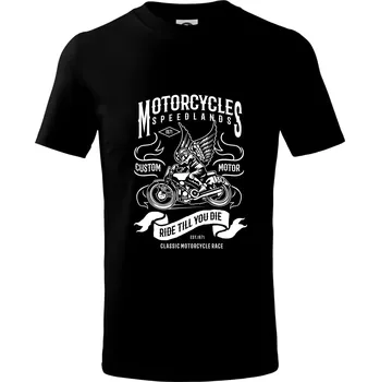 Chlapecké tričko Motorcycles speedlands - Tričko dětské bavlněné - 98 cm / 2 roky ( Černá )